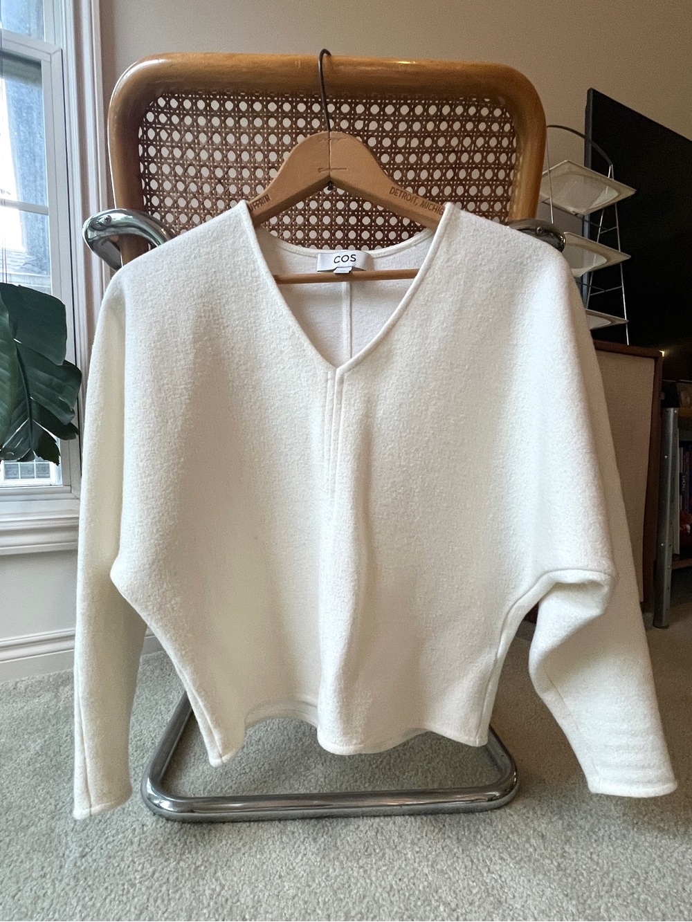 COS Cream V-Neck Boxy Sweater